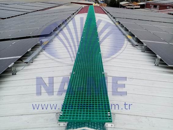 GRP roof walkway between solar panels
